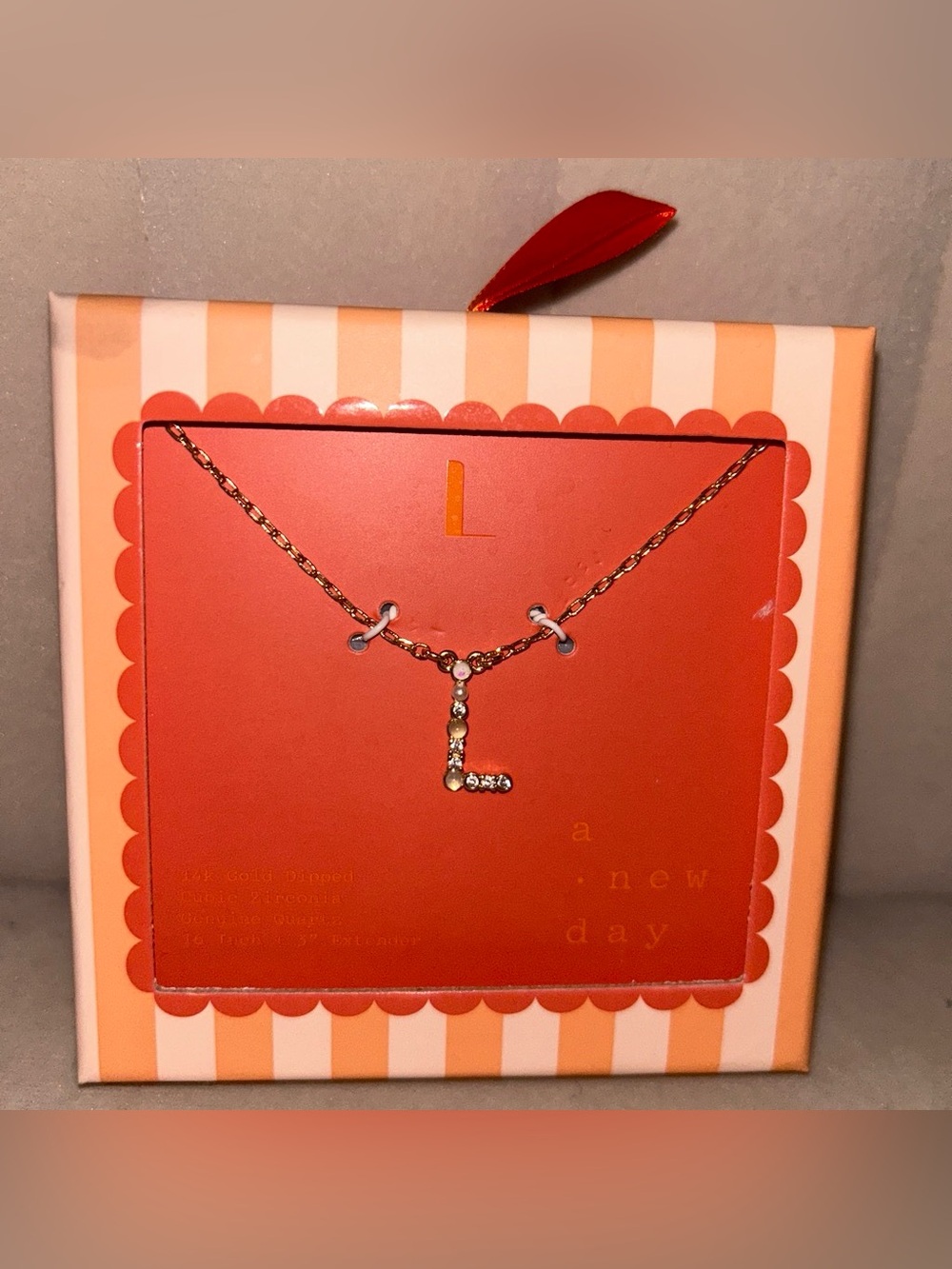 a new day Gold-Tone 'L' Initial Necklace with Clear Crystals